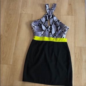 NBD snakeskin halter dress